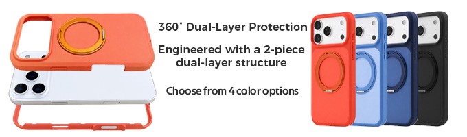 360° magnetic ring stand, dust plugs, lighter weight, and hassle-free installation