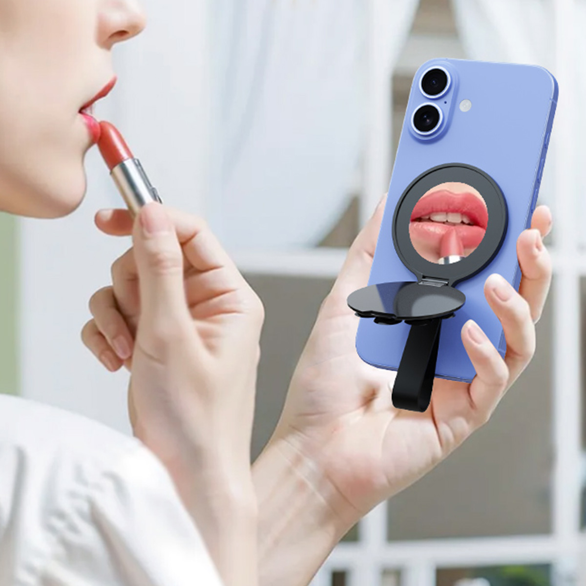 MagSafe-compatible suction phone grip for selfies